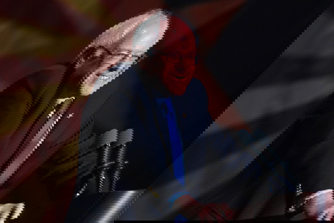 Sen. Bernie Sanders at a podium