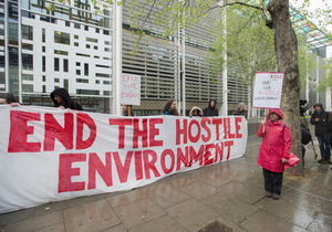 Protesters in front of the Home Office in London