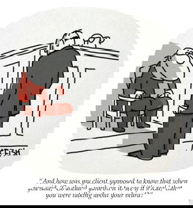 Cartoon of Santa Claus in court