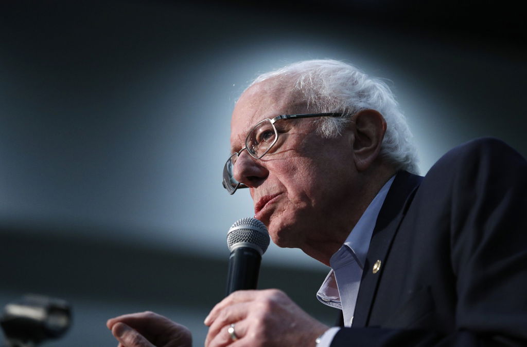 Sen. Bernie Sanders, I-Vt., speaks at a campaign rally in Sioux City, IA, Sunday.